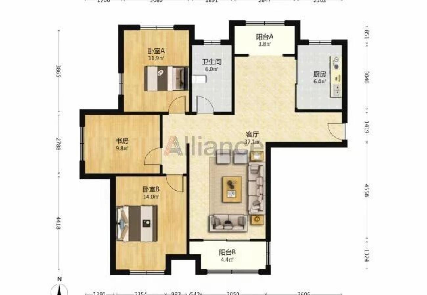 品质伟星金域蓝湾A 商品房 边套全明 中上好楼层 拎包入住！
